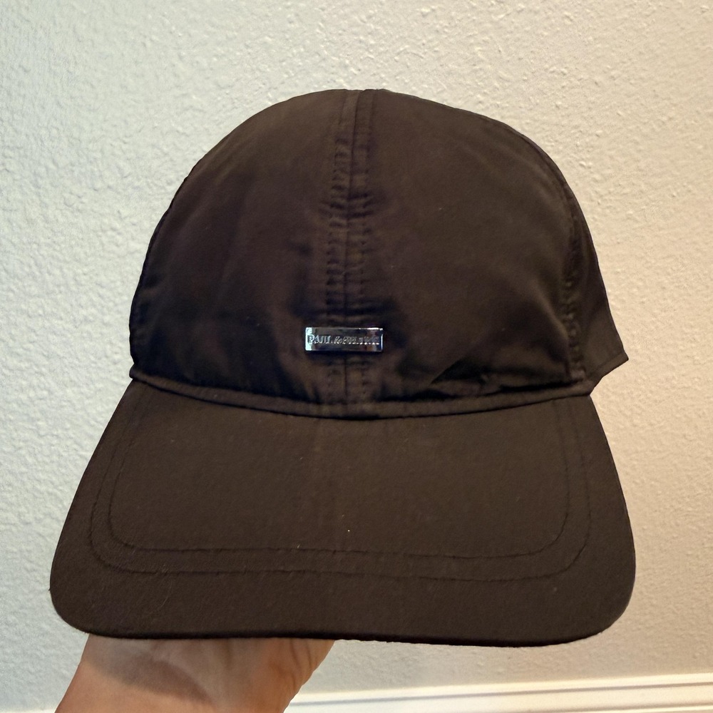 Paul & Shark Yachting Hat Cap Strap Back Black Nylon Metal Logo One Size Mens